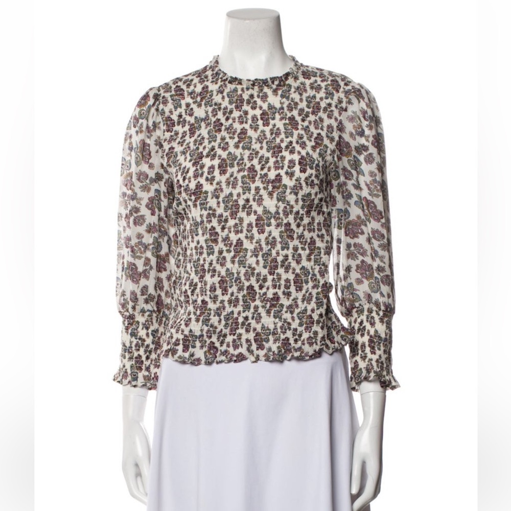 VERONICA BEARD
Kali shirred floral-print chiffon top Size-16 NWT